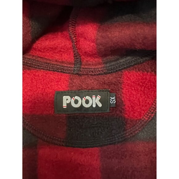 Pook Buffalo Check Plaid One Piece Zip Up Pajamas Red Black Fleece Women's XS - Picture 3 of 5